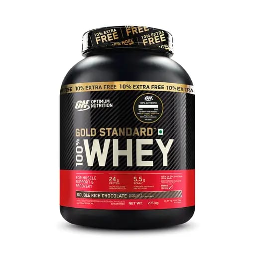 Optimum Nutrition (ON) Gold Standard 100% Whey Protein Powder - 5.5 lbs, 2.5 kg (Double Rich Chocolate), Primary Source Isolate,For Men and Women
