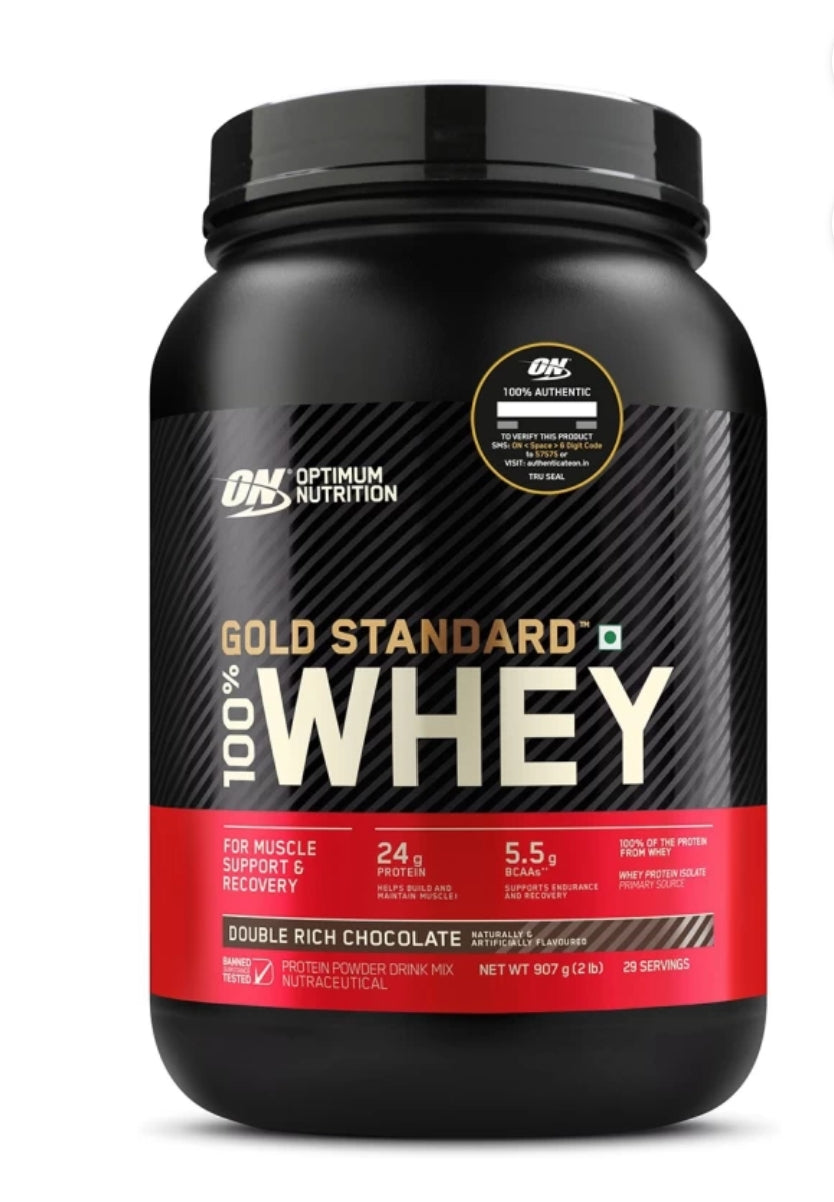 ON GOLD STANDARD 100% WHEY PROTEIN , 29SERVINGS, (2LBS, 907G) DOUBLE RICH CHOCOLATE)